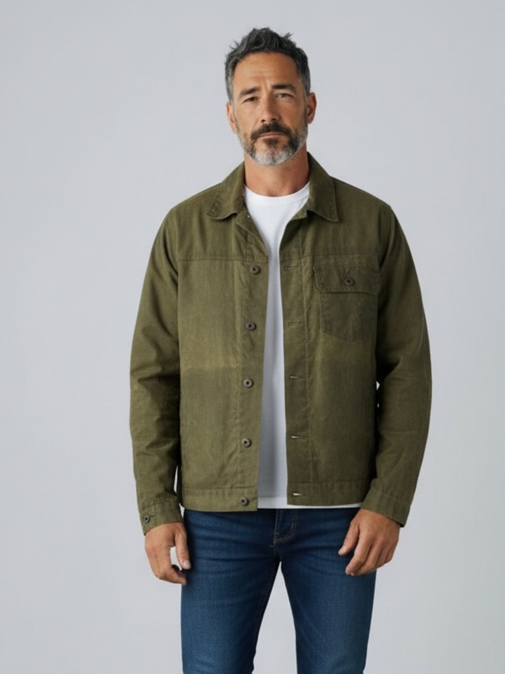 Flint and Tinder Waxed Trucker Jacket Size L Green